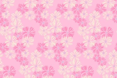 Vector doodle el çizimi papatya çiçekleri pürüzsüz desen. Monoton Pastel Pembe Dent Çiçekli Fırça Biçimi. Moda, tekstil, kumaş, duvar kağıdı için tasarım