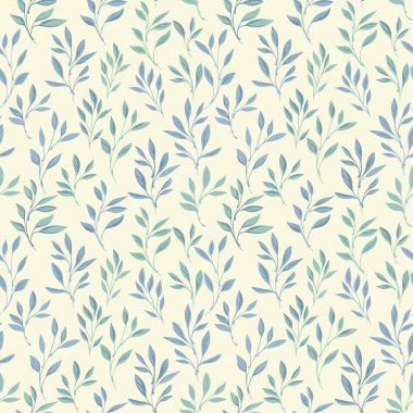 Zarif, minik yapraklar, arka planda pürüzsüz bir desen oluşturuyor. Vektör el çizimi. Monoton yaprak izleri. Tasarım, tekstil, moda, yüzey tasarımı, kumaş şablonu