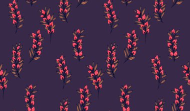 Kusursuz minimalist, soyut, dalları küçük çıngıraklı çiçek desenli. Vektör el çizimi. Zarif yaratıcı klasik baskı. Tasarım, tekstil, moda, kumaş, iç dekorasyon, duvar kağıdı şablonu,