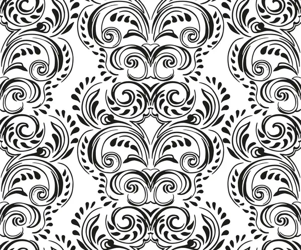 Siyah ve beyaz, pürüzsüz desen. Cin ile arka plan dokusu. Vektör el çizilmiş duvar halısı. Tasarım süsü kumaşı, tekstil, moda, duvar kağıdı, yüzey tasarımı için şablon