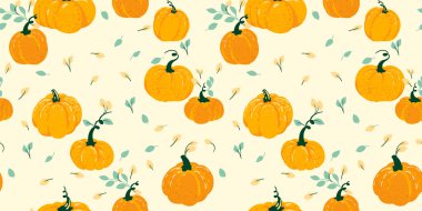 Yaratıcı, sanatsal, basit, sarı, pürüzsüz balkabağı deseni. Vektör el çizimi şekli. Sonbahar için mükemmel, Şükran Günü, Cadılar Bayramı, baskı. Tasarım, kumaş şablonu