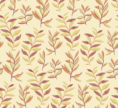 Kusursuz, yaratıcı, stilize edilmiş yapraklar. Vektör el çizildi. Monoton, modern, sarı yaprak kökleri. Vektör soyut çizildi. Tasarım, tekstil, moda, baskı, yüzey tasarımı, kumaş şablonu