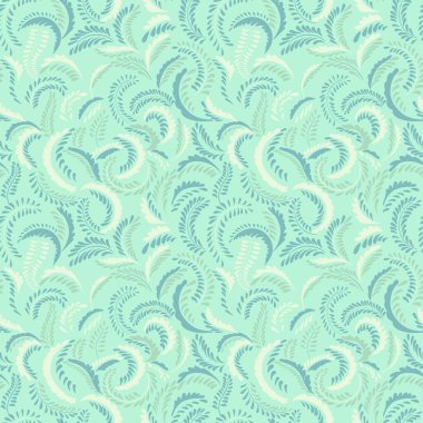 Küçük şekilli stilize çiçek dalları noktalar, damlalar, noktasız desenler. Soyut dokulu sapları olan tek renkli yeşil pastel bir arka plan. Basit monogram yazdırma. Tasarım için şablon