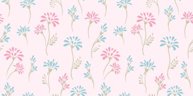 Vektör el çizimi, küçük noktalı basit çiçek sapları, pürüzsüz desenler. Pastel pembe minimalist şirin geçmişe dönüş. Soyut yaratıcı, dandik çiçek baskısı. Tasarım şablonu