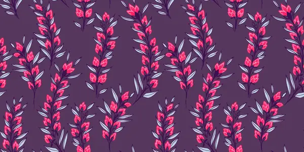 Bright Stylized Floral Stems Seamless Pattern Abstract Creative Branches Tiny — Stock Vector