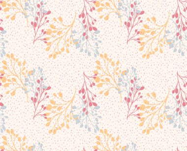 Hafif, minimalist, pürüzsüz, siluet hatlı, dalları, küçük damlaları, benekleri, kar taneleri olan basit desenler. Vektör el çizimi. Soyut yaratıcı şekiller polka noktaları desenli.