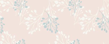 Soyut yaratıcı şekillere sahip minimalist kusursuz desen dalları terk eder. Vektör el çizimi. Kolaj monoton hafif basit düz botanik bej arka plan. Tasarım şablonu, desenli