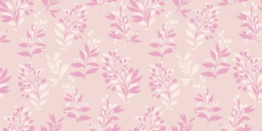 Soyut siluet dalları ile basit, pürüzsüz bir desen. Pastel pembe monoton tropik botanik arka plan. Vektör el çizimi. Tasarım, baskı, desenli, kolaj için şablon