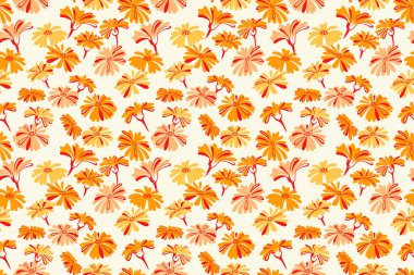 Basit, şirin, soyut yaz çizgileri, siluet çiçekler, tomurcuklar, dikişsiz oyuklar. Vektör el çizimi düz. Modaya uygun sarı, yaratıcı, şapşal papatya çiçekli baskı. Tasarımlar için kolaj şablonu