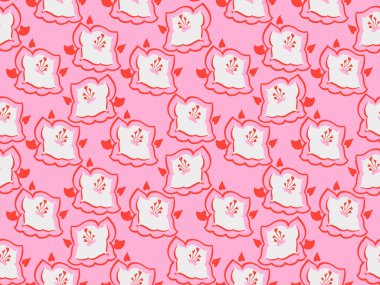 Soyut yaratıcı şekilleri, çiçekleri ve hatları olan parlak pembe, pürüzsüz bir desen. Vektör el çizimi. Geometrik çiçekli basit bir arkaplan, çizgiler, noktalar, damlalar. Tasarımlar için kolaj şablonu