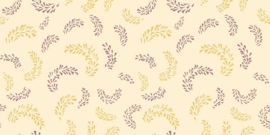 Eski, dikişsiz, küçük şekilleri, noktaları ve noktaları olan soyut dallar. Basit ışık arkaplanı desenli. Vektör el çizimi. Tasarımlar için kolaj, yazdırma