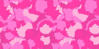 Renkli dairesel fırça darbeleri kusursuz desen oluşturur. Vektör el çizimi. Soyut pembe ebru etkisi yazdırma. Rastgele lekeler, damlalar, noktalar, desenler. Dizaynlar için kolaj