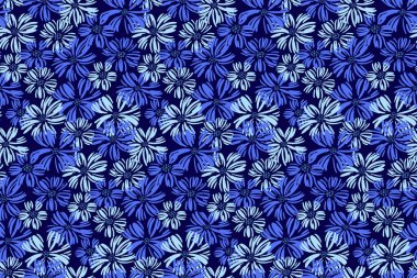 Soyut sanatsal şekiller, siyah bir arka planda mavi, dikişsiz desenler oluşturur. Çiçek desenli fırça izi. Vektör el çizimi. Tasarımlar için şablon, çocuk tekstil