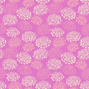 Soyut sanatsal basit çiçekler kusursuz desen. Vektör el çizimi. Çiçekli, yaratıcı şekilli, pembe, basit bir arka plan. Tasarımlar için kolaj şablonu