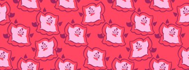 Renkli, pürüzsüz desenli, soyut çiçekli. Vektör el çizildi. Yaratıcı zambak baskılı basit geometrik arkaplan. Tasarım, kumaş ve tekstil şablonu