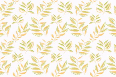 Yaz mevsiminde basit bir tropik bitki örtüsü deseni. Yaratıcı soyut şekilli dallar, arka planda pürüzsüz izler bırakır. Vektör el çizimi. Moda, kumaş, tekstil, kapak tasarımı