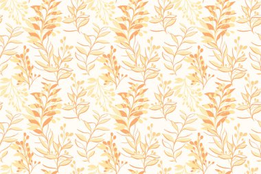 Yaratıcı dalları ve soyut yaprakları olan kusursuz bir desen. Eşsiz çiçek kökleri, arka planda çağdaş baskılar oluşturuyor. Vektör el çizimi. Kumaş, kapak, tekstil tasarımları