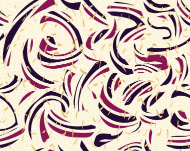 Soyut organik şekiller, sarı arka planda kusursuz desenler. Vektör el kıvrımlı ve dalgalı çizgiler, damlalar, noktalar, noktalar. Renkli çağdaş baskı. Sade geometrik süs