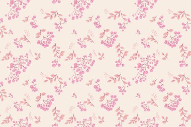 Dalların üzerinde soyut sanatsal böğürtlenler bulunan pürüzsüz bir desen. Stylize ardıç, boxwood, viburum, dut izi. Hafif arkaplanda şirin botanik çizim süsü