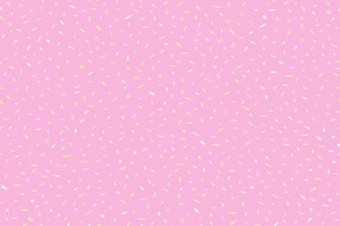 Pastel pembe arka planda şirin puantiyeler. Minimalist, kusursuz desenli, soyut şekilli noktalar, damlalar, dairesel, kar taneleri. Düz doku süsü. Vektör el çizildi.