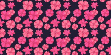 Soyut egzotik, pürüzsüz pembe çiçek deseni. Vektör El stilize papatya çiçeği baskısı çizdi. Tasarım, kumaş ve tekstil için çağdaş süs