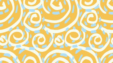 Vektör el, geniş soyut organik şekiller çizdi. Benzersiz bükülmüş şekilli sarı minimalist arka plan. Yazdırma için çağdaş düz süs.