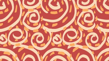 Vektör el, geniş soyut organik şekiller çizdi. Kahverengi arka plan, sapkın sarı şekilli. Yazdırma için çağdaş düz süs.