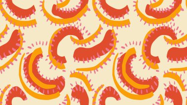 Soyut organik şekilli sarı, pürüzsüz desen. Vektör el çizimi benzersiz düzensiz formlar. Basit bir arkaplan süsü. Çağdaş minimalist baskı