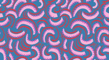 Soyut organik şekilli çağdaş pembe, pürüzsüz desen. Eşsiz düzensiz yarı dairesel formlar arka plan. Düz baskılı süs. Vektör el çizimi çizimi