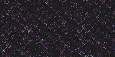 Renkli lekeli, pürüzsüz desen. Vektör el çizimi. Soyut şekilli sade minimalist süslemeler. Rastgele noktalar, noktalar, siyah arka planda kar taneleri..