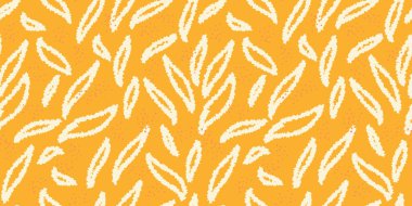 Parlak sarı arkaplanda elle çizilmiş uzatılmış şekiller içeren soyut, pürüzsüz desenler. Düz çağdaş baskı. Tekstil tasarımı, ambalaj kağıdı ve modern projeler için tasarımlar