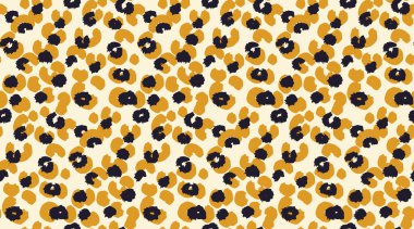 Sarı ve siyah benekli, kusursuz leopar desenli. Vektör arkaplanı. Kalın ve modern tasarım hayvan baskısı tekstil, moda, dijital sanat ve moda dekorasyon projeleri için mükemmeldir.