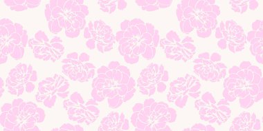 Soyut şekilli, pürüzsüz, pembe desenli düğün çiçekleri, nonoşlar. Çift renkli siluetler, çiçek desenleri. Vektör el çizildi. Tasarımlar için basit doğa süsü