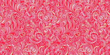 Pembe, pürüzsüz desenli, kıvrımlı çizgi şeklinde. Vektör el benzersiz grafikler çiziyor ve düz çizgiler çiziyor. Renkli çağdaş süs dokusu. Basit arkaplan.