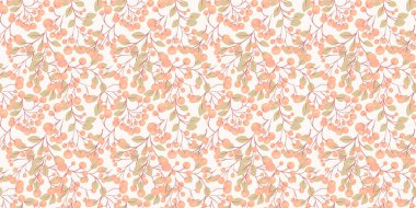 Pastel botanik çizimi, arka planda pürüzsüz desen. Dalların üzerindeki soyut sanatsal böğürtlenler. Stylize ardıç, boxwood, viburum, dut izi..