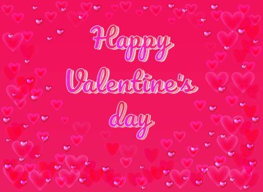 Striking Valentines Day design featuring scattered glossy pink hearts on a burgundy gradient background with the text Happy Valentines Day. Perfect for festive posters, cards, and banners. clipart