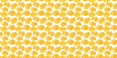 Soyut yaratıcı şekiller çiçeklerin pürüzsüz desenleri. Yaz sade sarı süsü. Şekillendirilmiş siluet çiçek desenli. Vektör el çizildi.