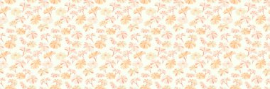 Soyut biçimlendirilmiş biçimli, pürüzsüz sarı desenli pastel bir arka planda çiçekler. Yaratıcı şirin çayır izi. Sade yaz süsü dokusu. Vektör el çizildi.