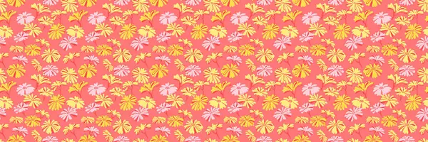 Soyut benzersiz şekiller çiçeklerin kusursuz desenleri. Renkli yaz süsü dokusu. Yaratıcı şirin çayır izi. Vektör el çizildi.