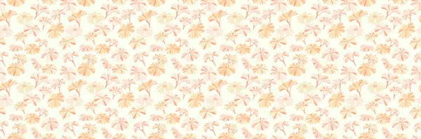 Soyut biçimlendirilmiş biçimli, pürüzsüz sarı desenli pastel bir arka planda çiçekler. Yaratıcı şirin çayır izi. Sade yaz süsü dokusu. Vektör el çizildi.