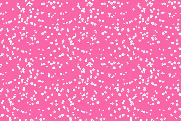 Küçük beyaz çiçek desenleri, küçük noktalar, pembe arkaplana saçılmış küçük damlalar. Baskı, tekstil, hediye paketi, duvar kâğıtları, kırtasiye için oyuncu, minimalist bir tasarım.