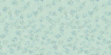 Pastel nane yeşili lekesiz desen. Vektör el çizimi. Soyut şekilli sade minimalist süslemeler. Rastgele noktalar, noktalar, yeşil arka planda kar taneleri..