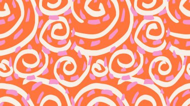 El, geniş, soyut organik şekiller çizmiş. Eşsiz çarpık şekilli, turuncu bir vektör arkaplan. Baskı için çağdaş minimalist basit bir süs.