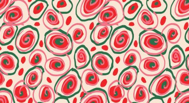 Benzersiz girdap şeklinde organik şekilleri olan soyut ve pürüzsüz bir desen. Düzensiz dairesel çizilmiş vektör eli. Yazdırma için çağdaş arkaplan süsü