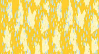 Vektör el, soyut organik şekiller, kusursuz desenler çizmiş. Sarı arka planda benzersiz bir iz var. Çağdaş minimalist süs