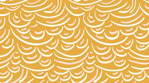 Minimalist düz baskı. Soyut organik şekiller, klasik sarı arka planda kusursuz desenler oluşturur. Vektör el çizimi benzersiz biçimler, yarım daire çizgiler çiziyor. Çağdaş süs