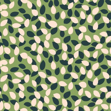 Yeşil arka plandaki şekiller gibi soyut taç yaprakları olan kusursuz vektör deseni. Modern ve dinamik, tekstil, duvar kağıtları, ambalaj, moda baskıları ve çağdaş tasarımlar için basit süs baskısı.