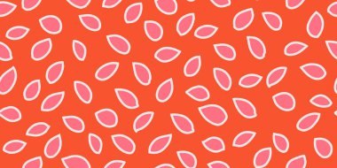 Kusursuz vektör deseni soyut damlalar ve parlak turuncu arkaplan çizgileri. Organik şekiller, modern tasarım tekstil, markalaşma, duvar kağıtları, ambalaj, dijital baskılar için idealdir..