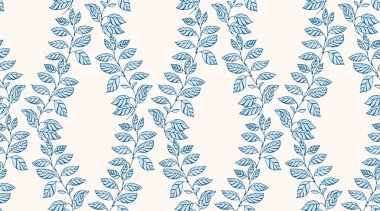 Açık arkaplanda kusursuz mavi yapraklar var. Parlak botanik tasarımı, tekstil, duvar kâğıtları, kırtasiye malzemeleri ve doğadan esinlenilmiş ev dekorasyonu için mükemmel.