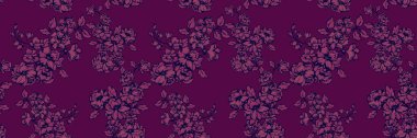 Kusursuz çiçek desenleri. Burgundy arka planında ince detaylar olan narin çiçek kümeleri. Tekstil tasarımı, moda baskıları, duvar kağıtları ve zarif dekorasyon projeleri için mükemmel..